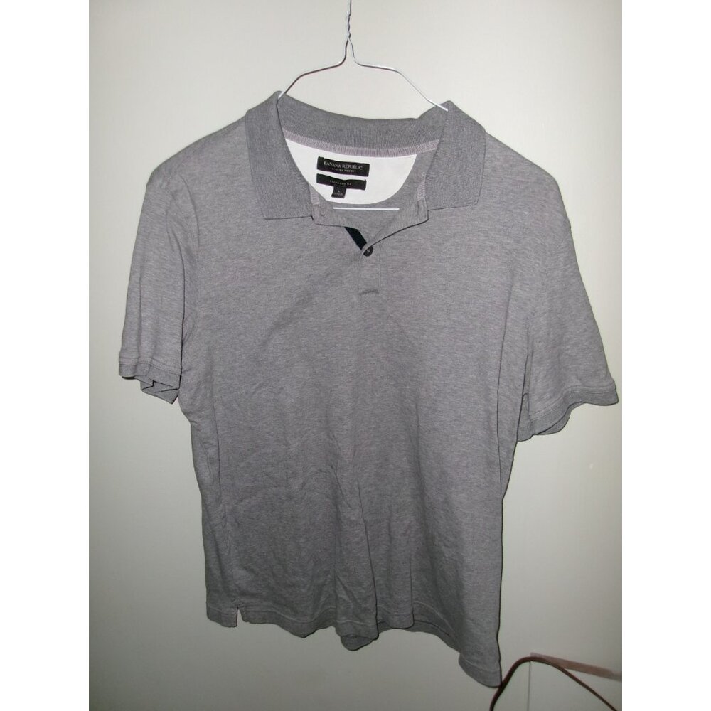 Banana Republic Luxury Touch Polo Shirt Gray Size L Short Sleeve